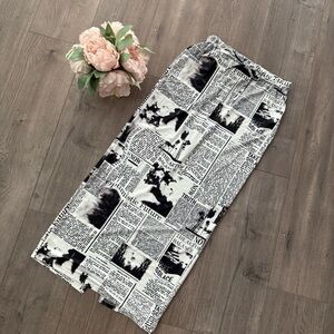New SHEIN Newspaper Print Black & White Maxi Skirt